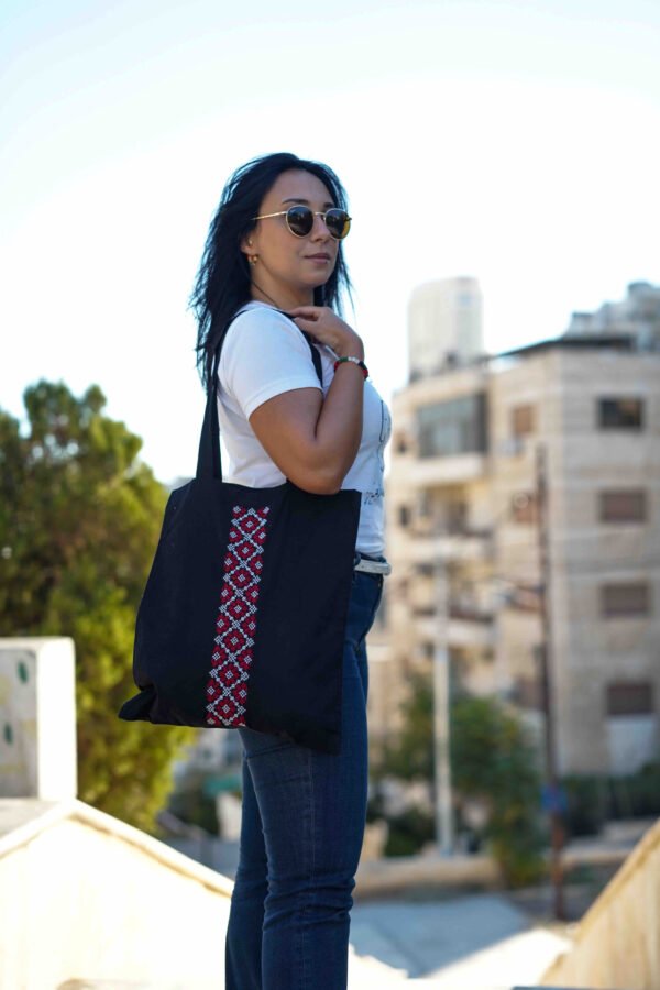 Embroidered Black tote bag