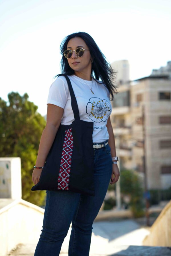 Embroidered Black tote bag - Image 2
