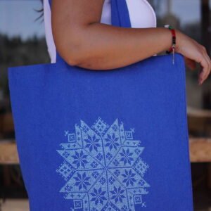 Blue Kanaan star embroidered tote bag