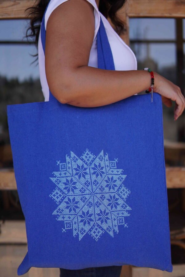 Blue Kanaan star embroidered tote bag