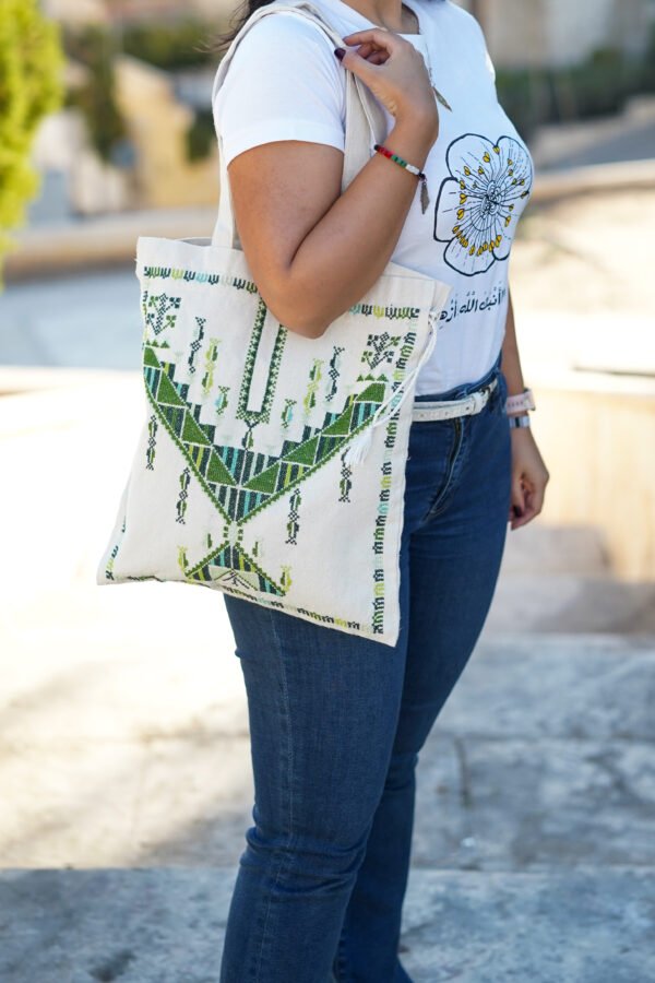 Gaza chest panel embroidered tote bag