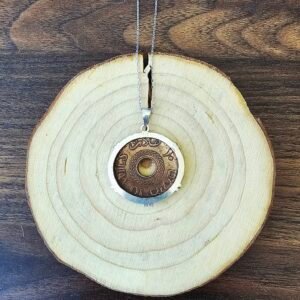 Palestinian coin 10 mil crown frame necklace