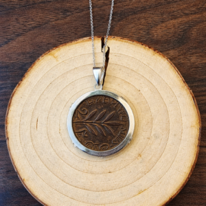 Palestinian coin 2 mil Silver crown frame necklace