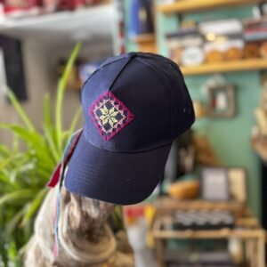 Navy hand embroidered hat