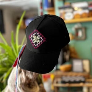Black embroidered cap