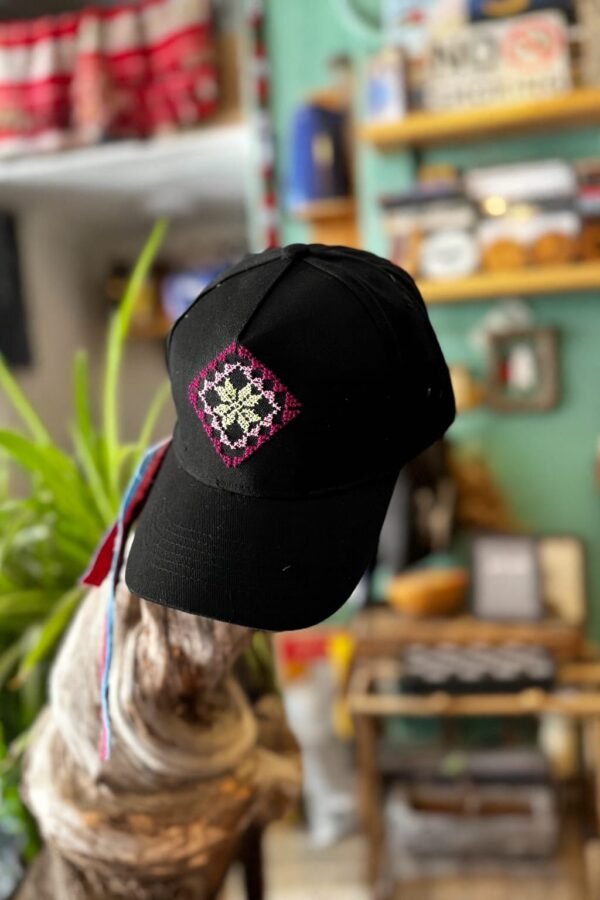 Black embroidered cap