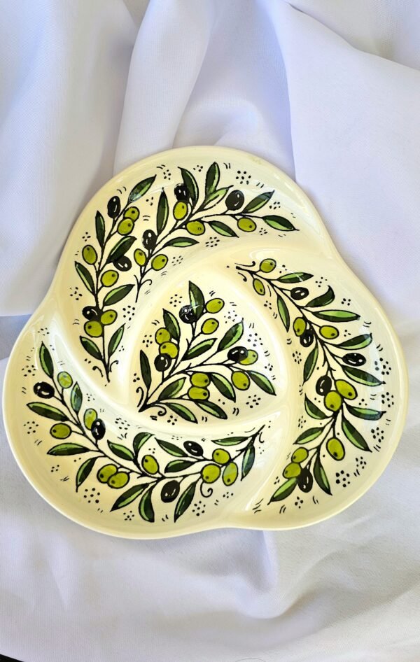 4 Section divided serving platter - Olive patterned - Image 2