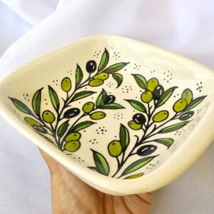 Square serving blue ceramic dish