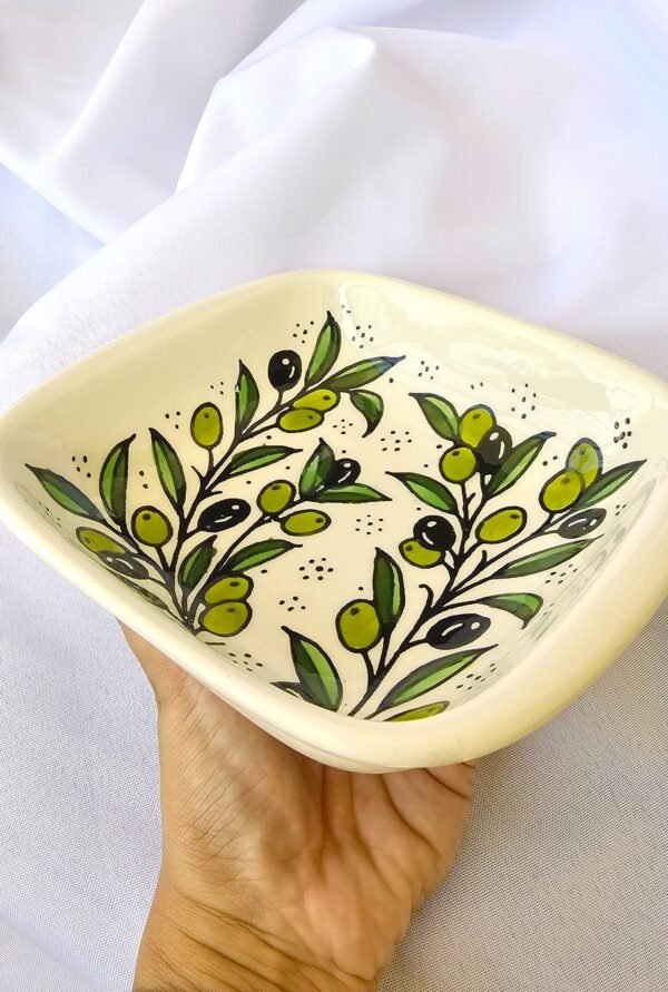 Square serving blue ceramic dish