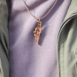 Engraved Palestine Olive wood Necklace