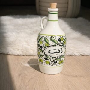 Hand painted Olive patterned Oil Despenser
