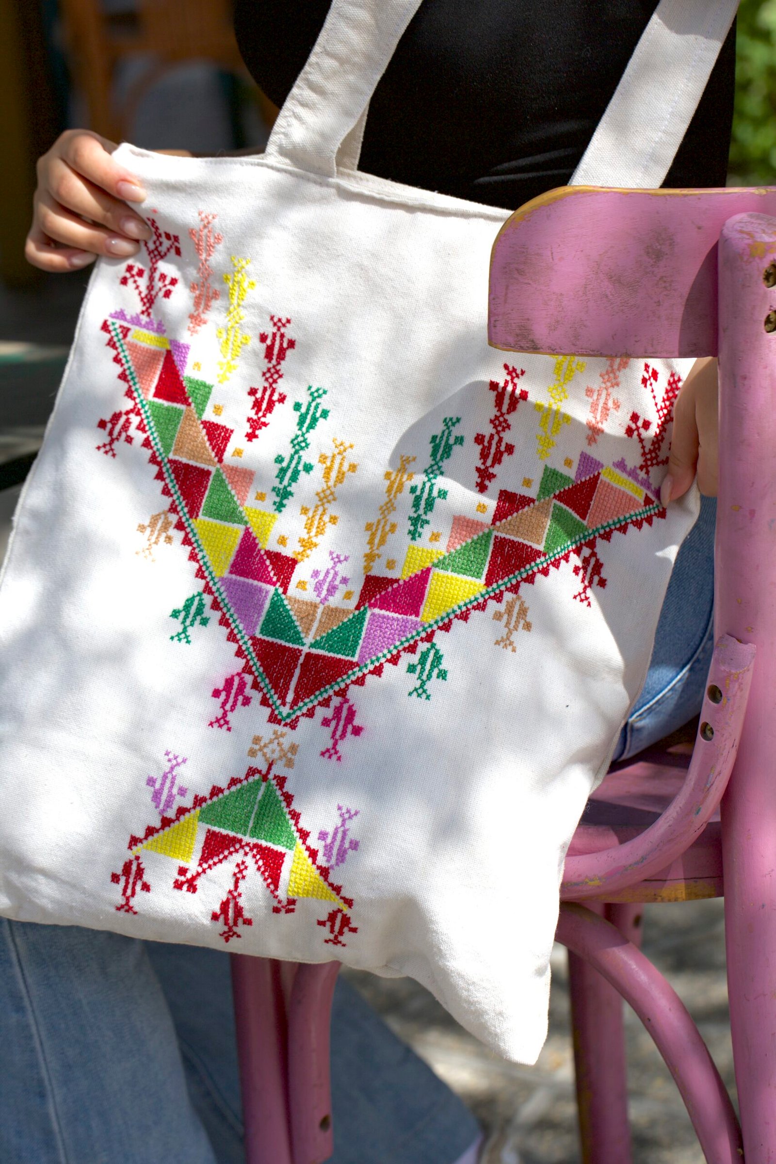 Gazan Thobe Embroidered Colourful Tote Bag