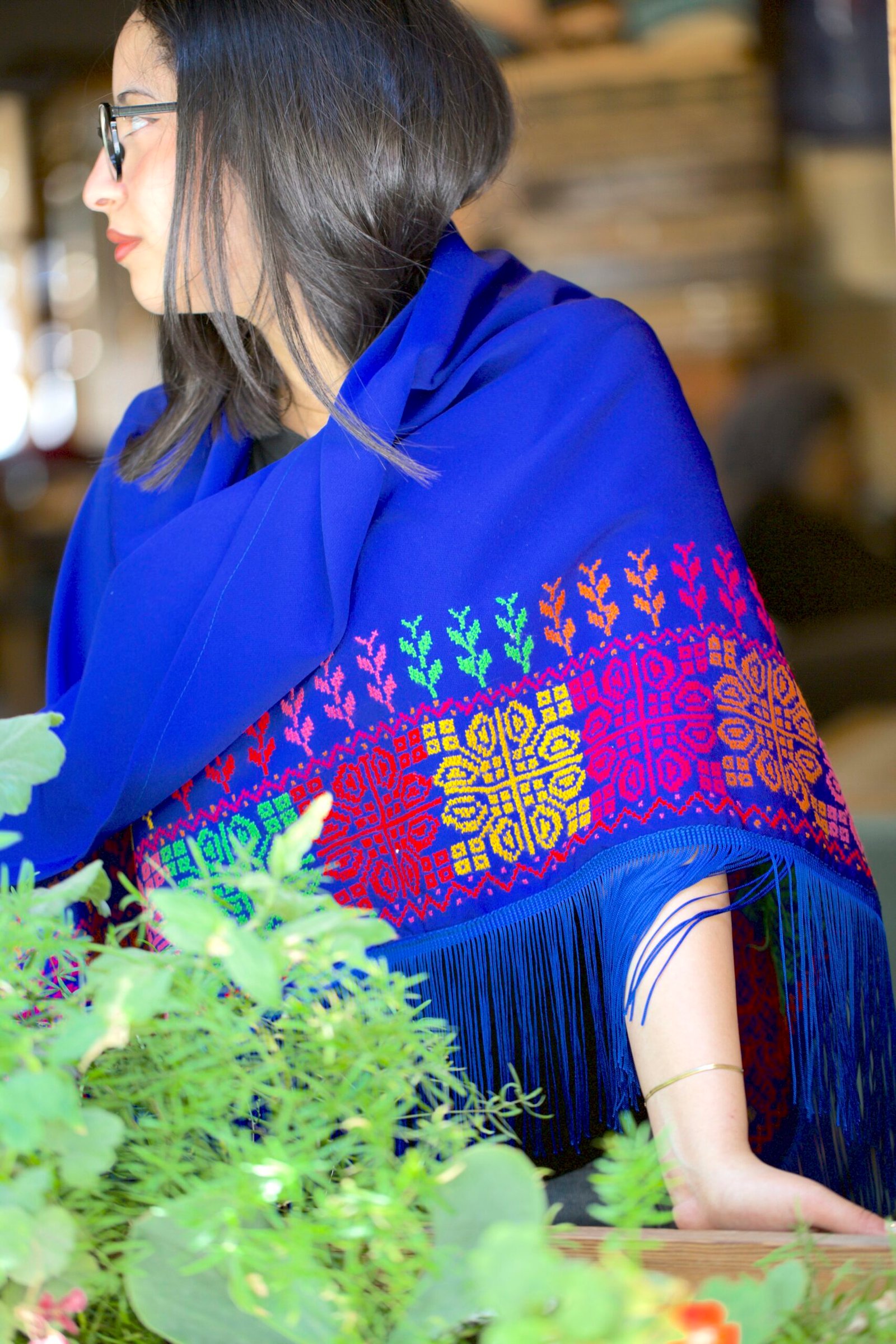 Hand embroidered colourful Shawl - Image 4