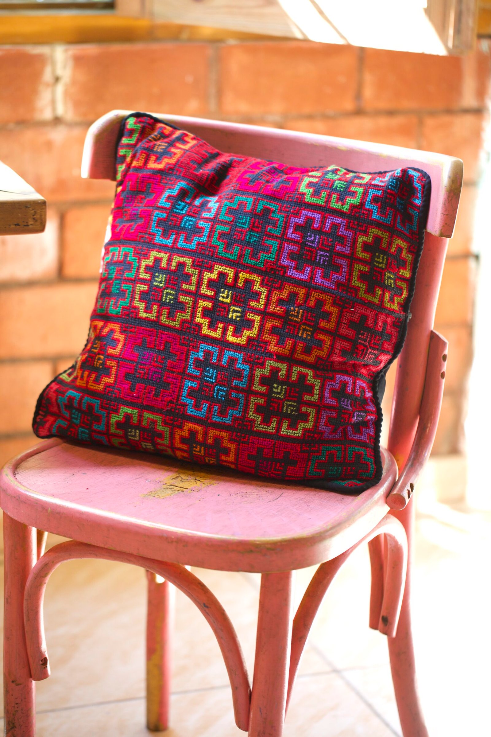Embroidered Colourful Cushion Cover - Image 3